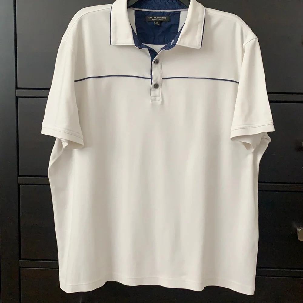 Men’s Banana Republic White/Navy Polo Shirt XL